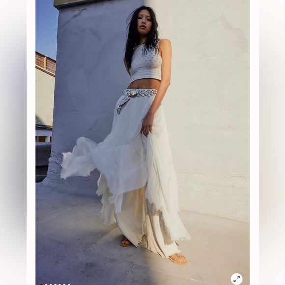 Free People Dresses & Skirts - Free People Fp One Clover Skirt Asymmetrical Tiered in Ivory